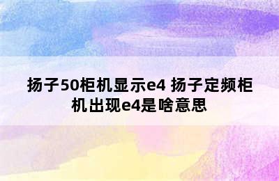 扬子50柜机显示e4 扬子定频柜机出现e4是啥意思